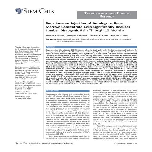 Percutaneous injection of autologous bm concentrate cells significantly reduc...