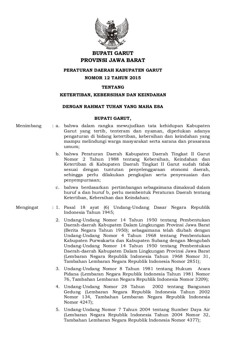 Perda No 12 Th 2015 Ttg Ketertiban Kebersihan Dan Keindahan