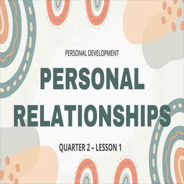 Personal Relationship in personal development