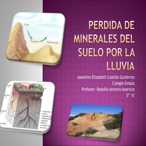 Perdida de minerales del suelo por la lluvia