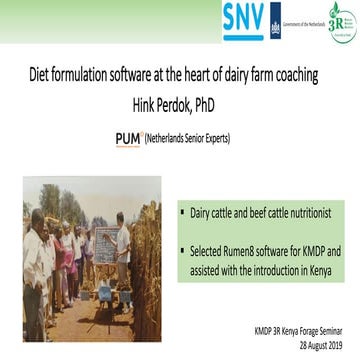 Diet formulation software at the heart of dairy farm coaching