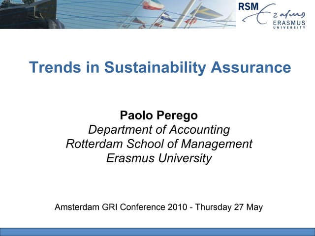 GRI Conference - 27 May - Perego - Assurance Of Sustainability Reporting