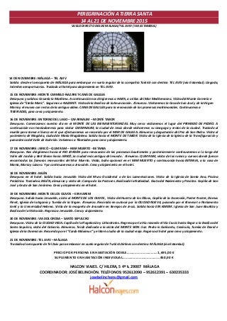 Peregrinacion a tierra santa del 14 al 21 de noviembre desde malaga a tel avic