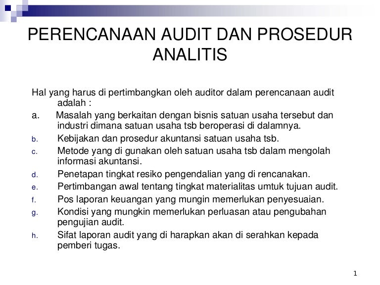 Perencanaan Audit Dan Prosedur Analitis 2