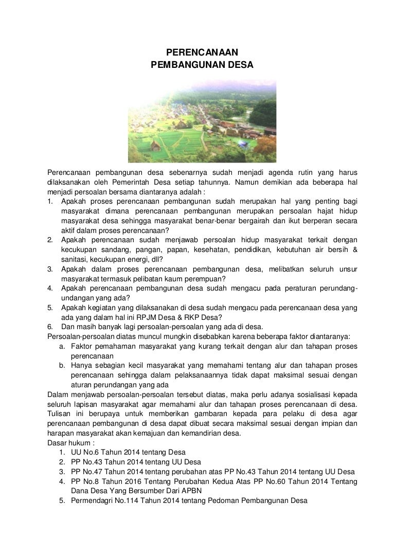 Perencanaan Pembangunan Desa