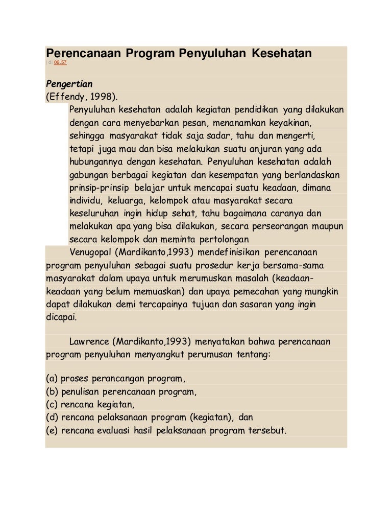 Perencanaan Program Penyuluhan Kesehatan