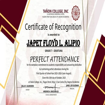 PERFECT ATTENDANCE SIKATUNA.pptx TEMPLATE
