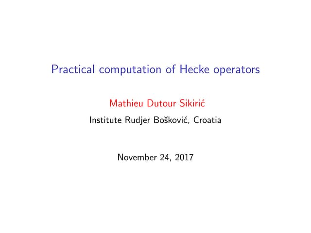 Practical computation of Hecke operators