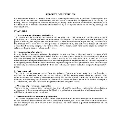 Perfect competition | DOCX