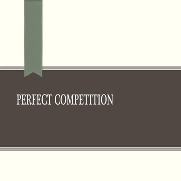 Perfect Competition