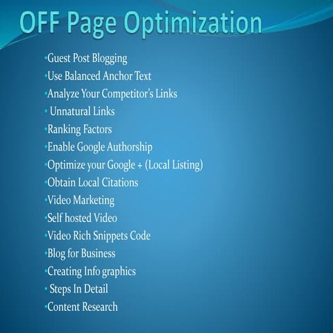 Perfecting Off Page Otimization