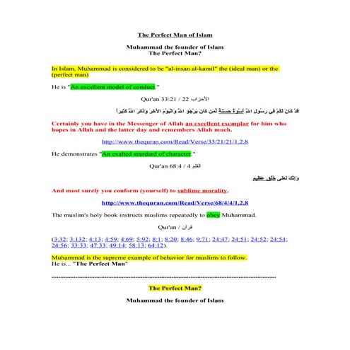 The Perfect Man of Islam | DOC