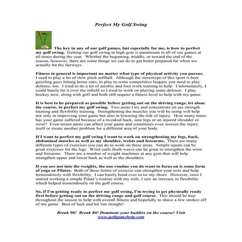 Training For Golf Success | PPT