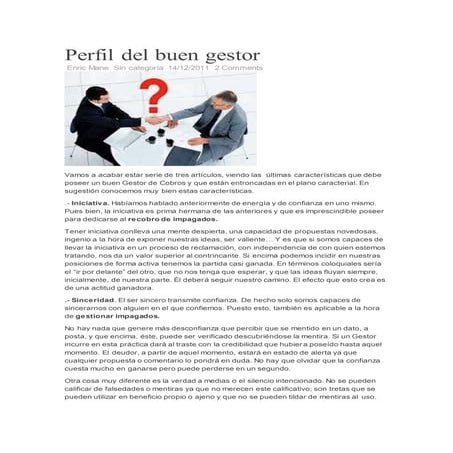 Perfil del buen gestor