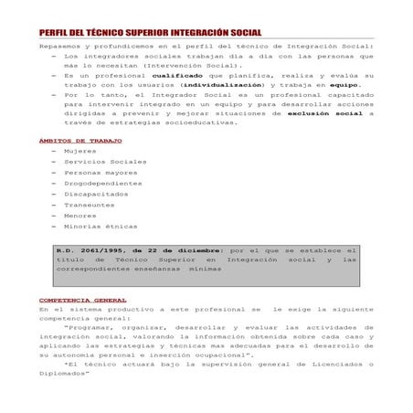 Perfil del integrador social