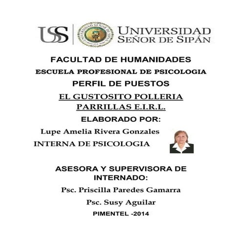 Descripcion y Perfil de Puestos "El Gustosito" Chiclayo- Peru