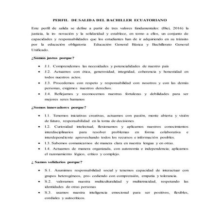 Perfil  de salida del bachiller ecuatoriano 