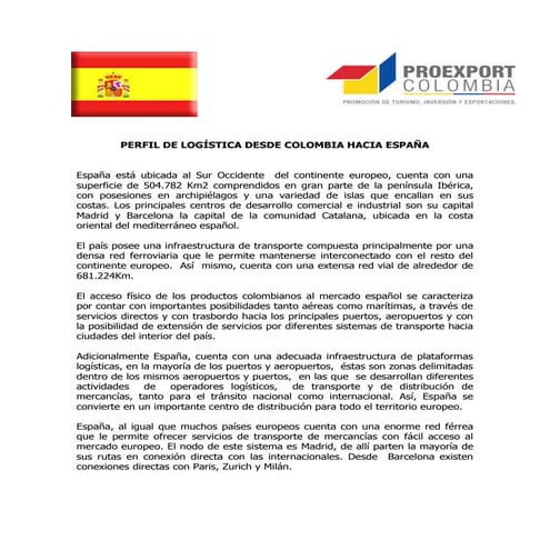 Perfil Logístico de Exportación a España