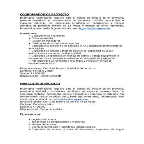 Perfiles para Proyecto De Febrero a Marzo de 2014 - Elecciones