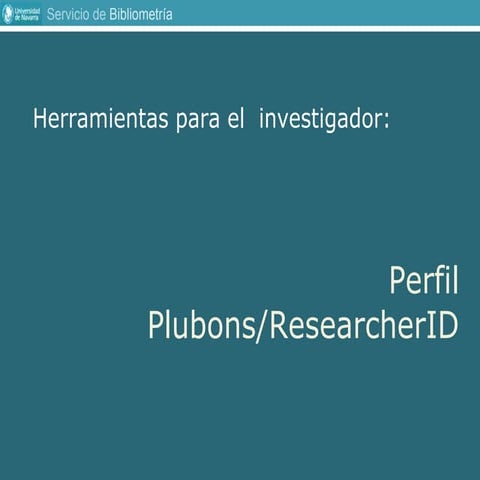 Perfil Plubons/ResearcherID