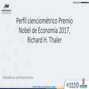 Perfil premio nobel economía 2017, Richard H. Thaler 