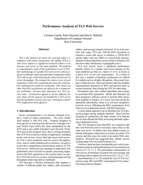 Performance Analysis of TLS Web Servers