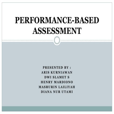 Performance Based  assessment