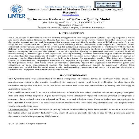 Performance Evaluation of Software Quality Model