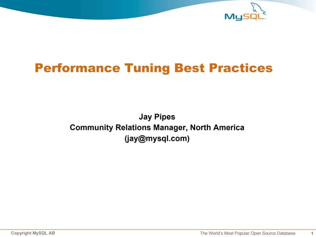 Performance Tuning Best Practices