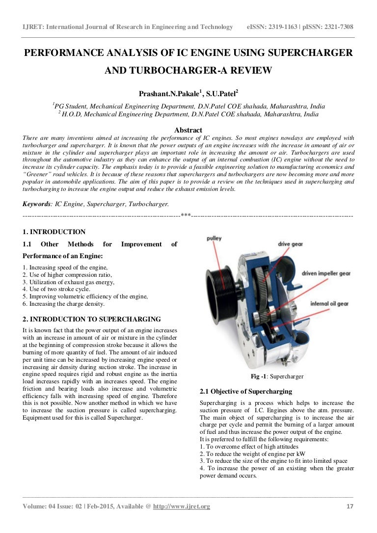 Performance analysis of ic engine using supercharger and turbocharger…