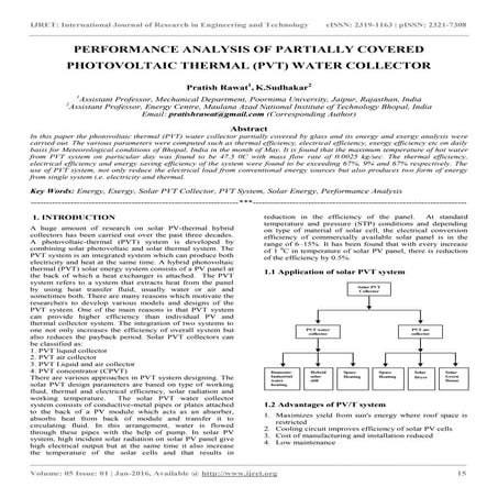 Solar Photovoltaic-Thermal (PV/T) Technology and Development | PPTX