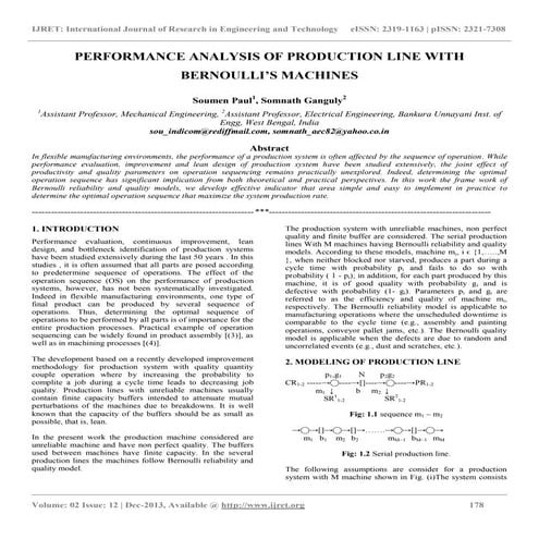 Performance analysis of production line with bernoulli’s machines