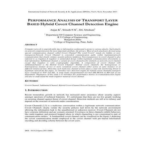 Performance analysis of transport layer basedhybrid covert channel detection ...