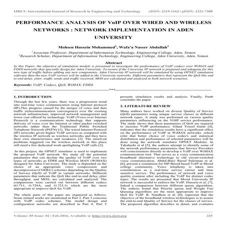 Performance analysis of voip over wired and wireless networks network impleme...