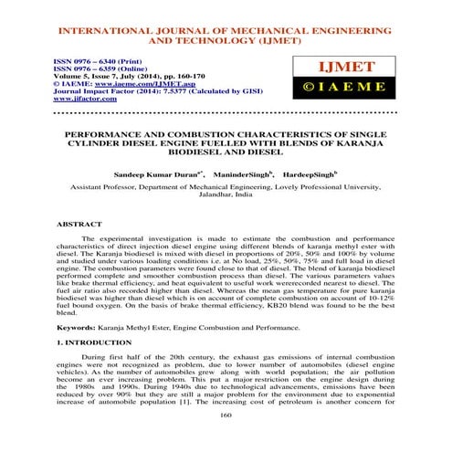Performance Analysis of 4 Stroke Single Cylinder Diesel Engine Using ...