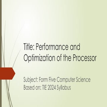 Performanceand Optimization Of Computer Processor Pptx