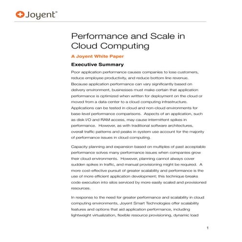 Performance and scale in cloud