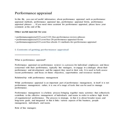 Performance appraisal
