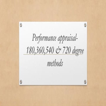 Performance appraisal 180,360,540 & 720 degree methods