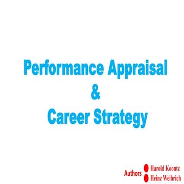 Performance Appraisal & Career Strategy