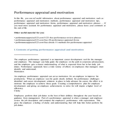 Performance appraisal and motivation