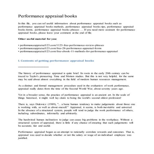 Performance appraisal books | DOCX