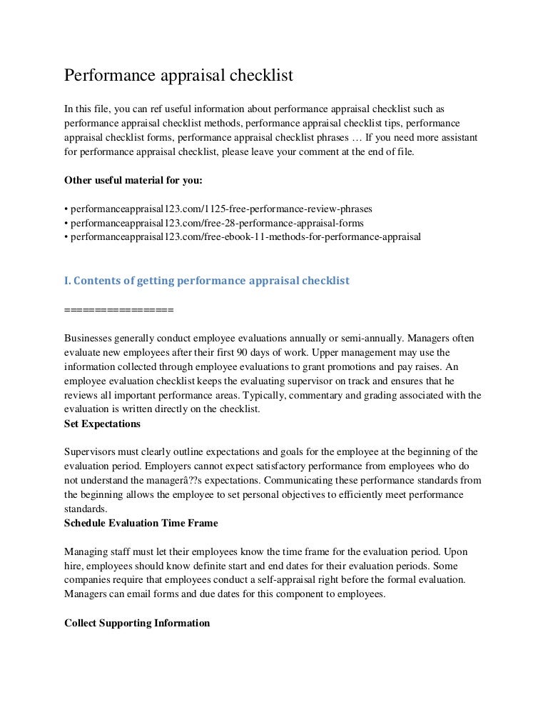Performance Appraisal Checklist Performanceappraisalchecklistconversiongatethumbnailjpgcb Thesis Statement For Argumentative Essay also Topics For High School Essays Argumentative Essay Topics For High School