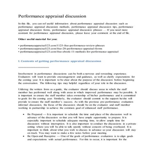 Performance appraisal discussion