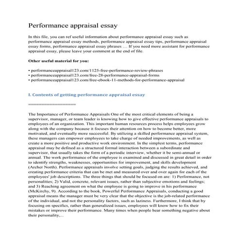 Performance appraisal essay