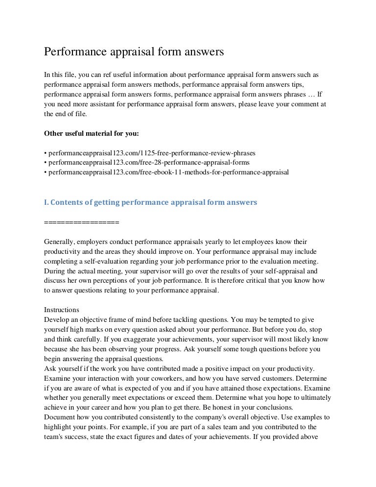 performance review form example