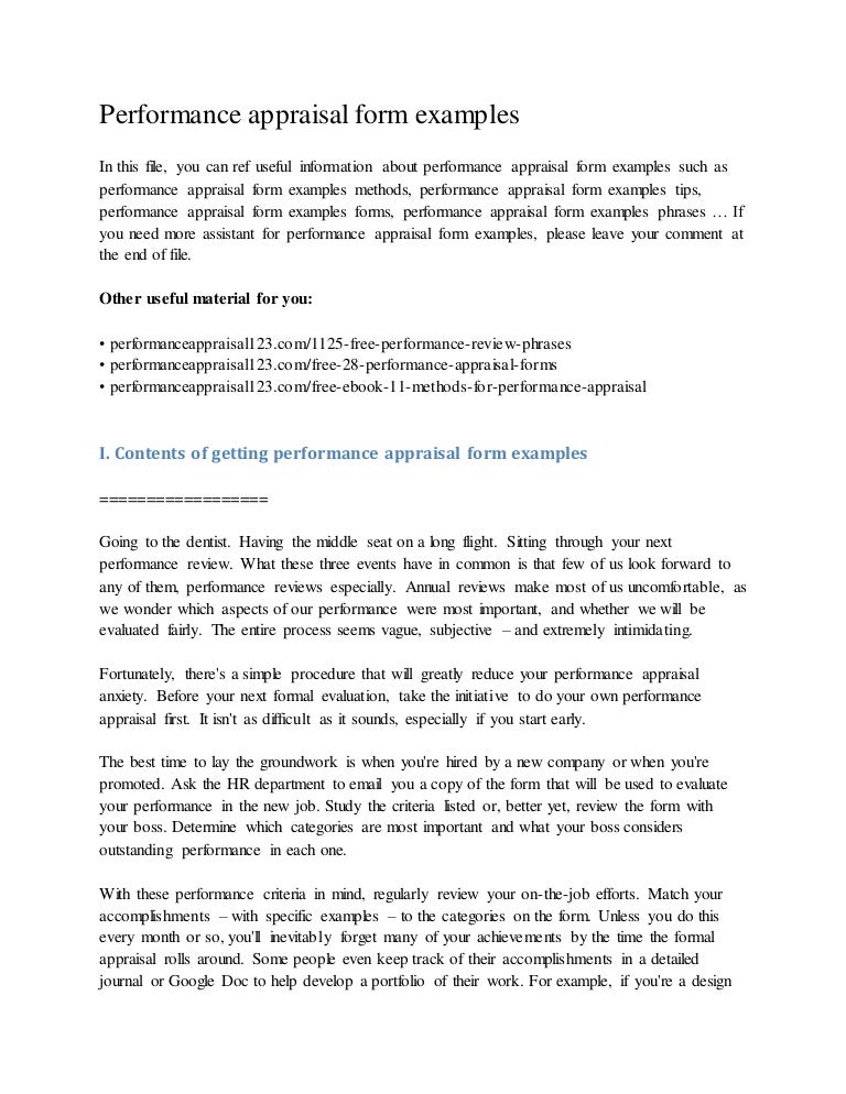 it performance review examples