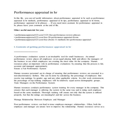 Performance appraisal in hr