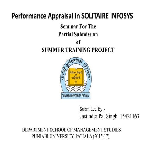 Performance Appraisal (MBA Summer Training Project)