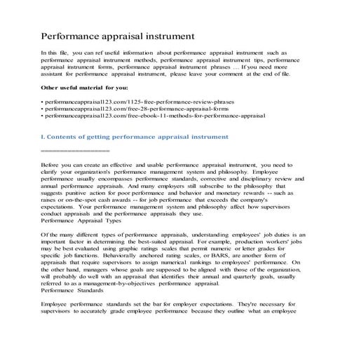 Performance appraisal instrument